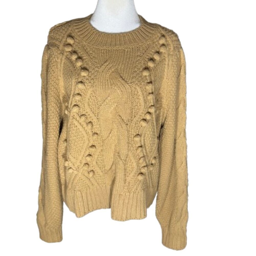 NWT Ryegrass Women's Cable Knit Crew Neck Long Sleeve Sweater Tannin X-Large